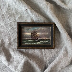 Mini Vintage Framed Sailing Ship Painting